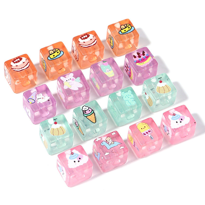 Al por mayor 30 piezas/paquete coloridos cuentas de cubos acrílicos